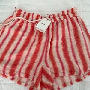 Xirena Striped Sunset Pink Cotton Gauze Shorts Size M NWT